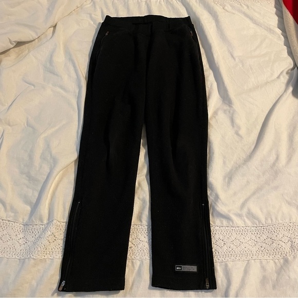 REI SP Small Petite Black Fleece Pants zipper base layer - Picture 1 of 7